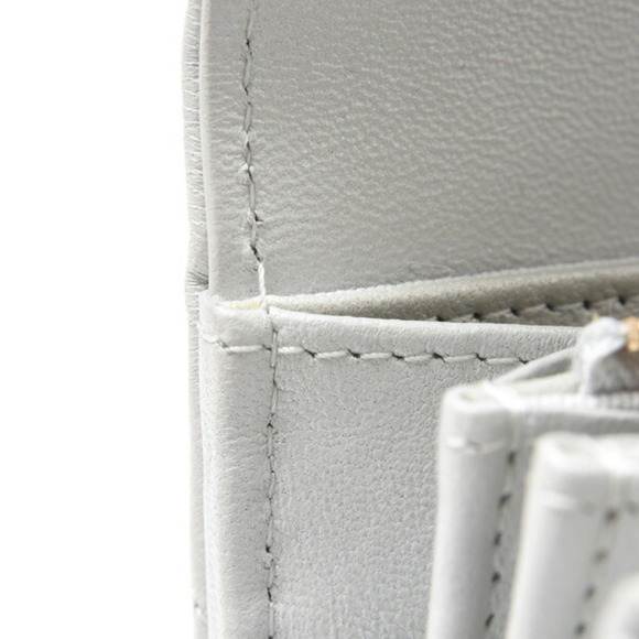 CHANEL Authentic Gray Lambskin Leather Logo Wallet - Picture 7 of 10